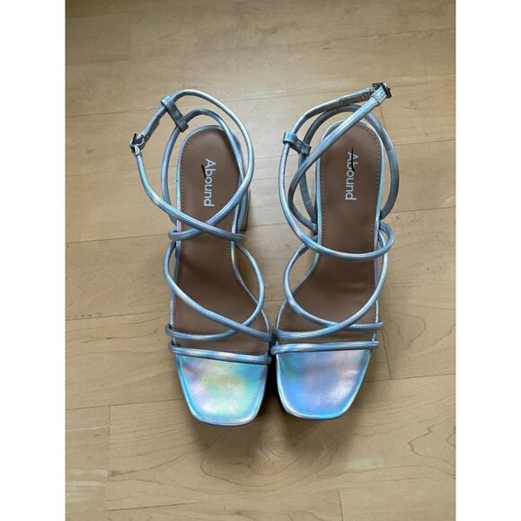 ABOUND Bnwot "Tiffanee" Block Heel Strappy Metallic Heels Women New - Picture 2 of 8